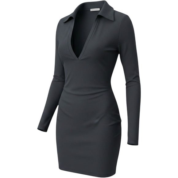 Babaton Dresses & Skirts - Babaton NWT Sullivan Contour Dress Herbage Green Deep V-Neck Long Sleeve Mini XS
